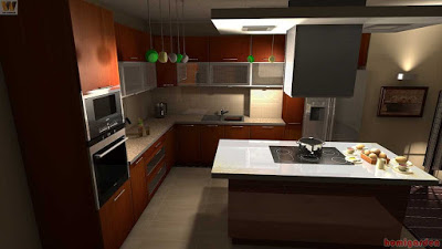 L-shaped kitchen cabinets